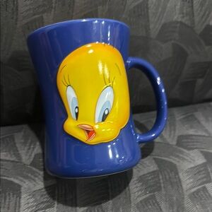 🛍Looney Tunes 1999 3-D  Tweety Bird Blue Mug 2 items for$25